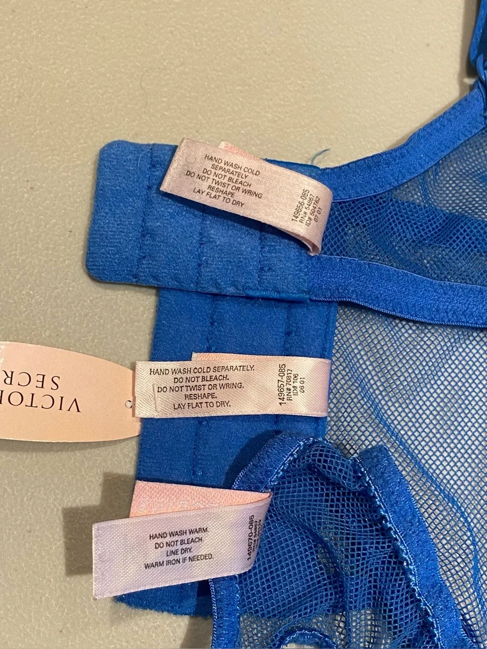 Victoria's Secret Very Sexy Lace Embellished Blue Lingerie Set, size 36D / L